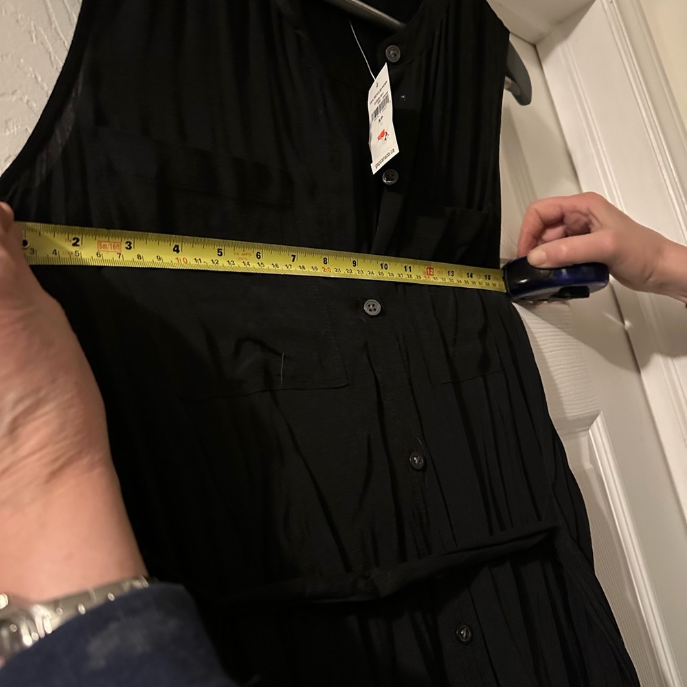 Gap Sz S NWT sleeveless maxi-length shirt dress in black rayon, full button - Picture 8 of 12